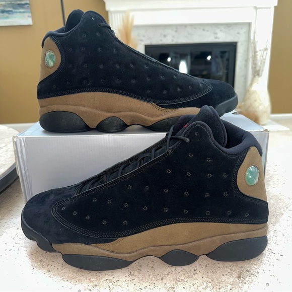 New Nike Air Jordan 13 XIII 13s Retro Olive Black Suede 414571-006